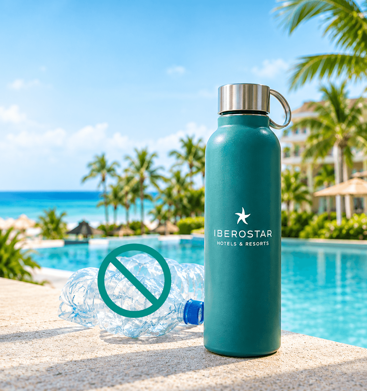 Iberostar elimina 54 millones de botellas plásticas de un solo uso en sus complejos de República Dominicana.